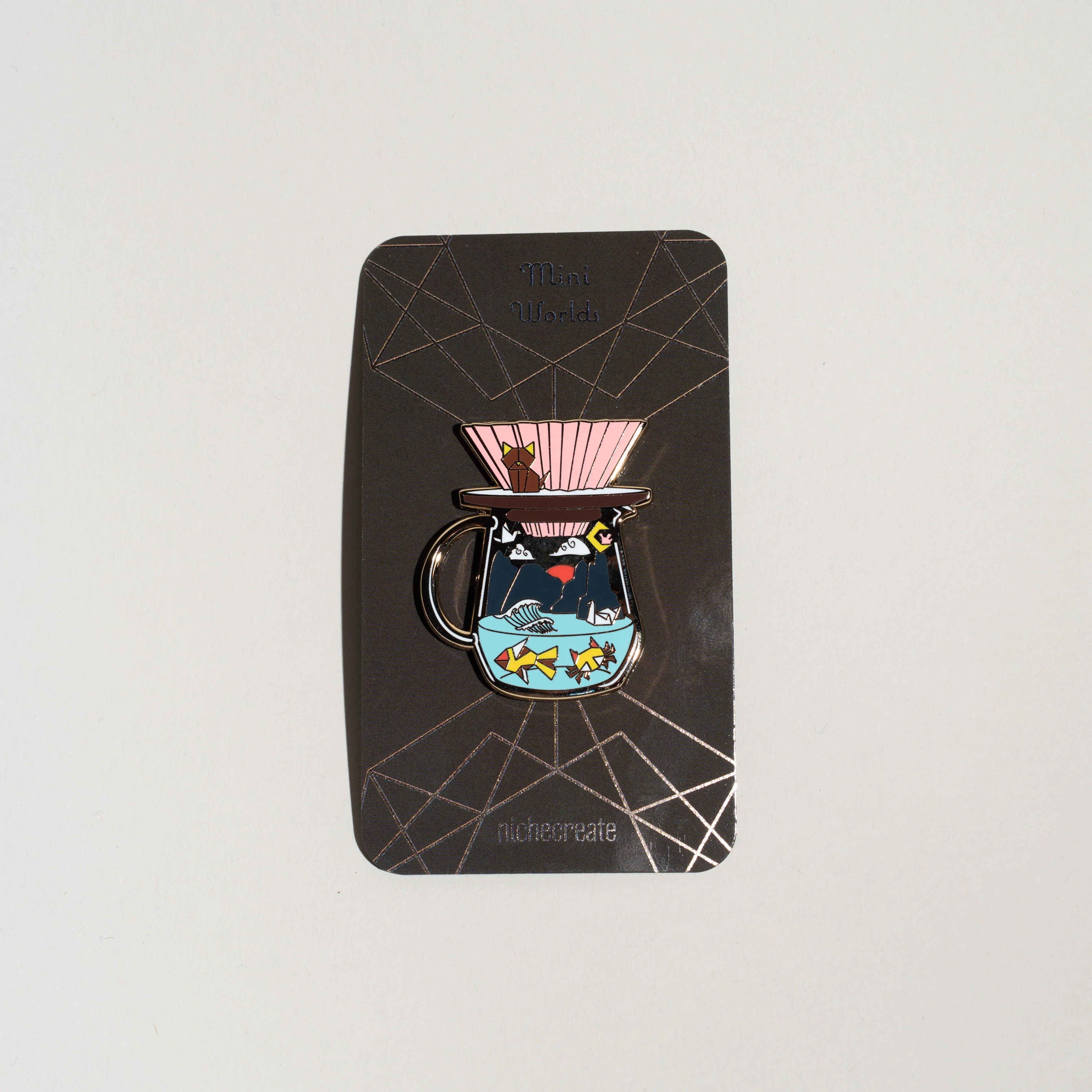 Niche Create - Pour Over Origami Gold Enamel Pins - Yellow Origami - Image 2