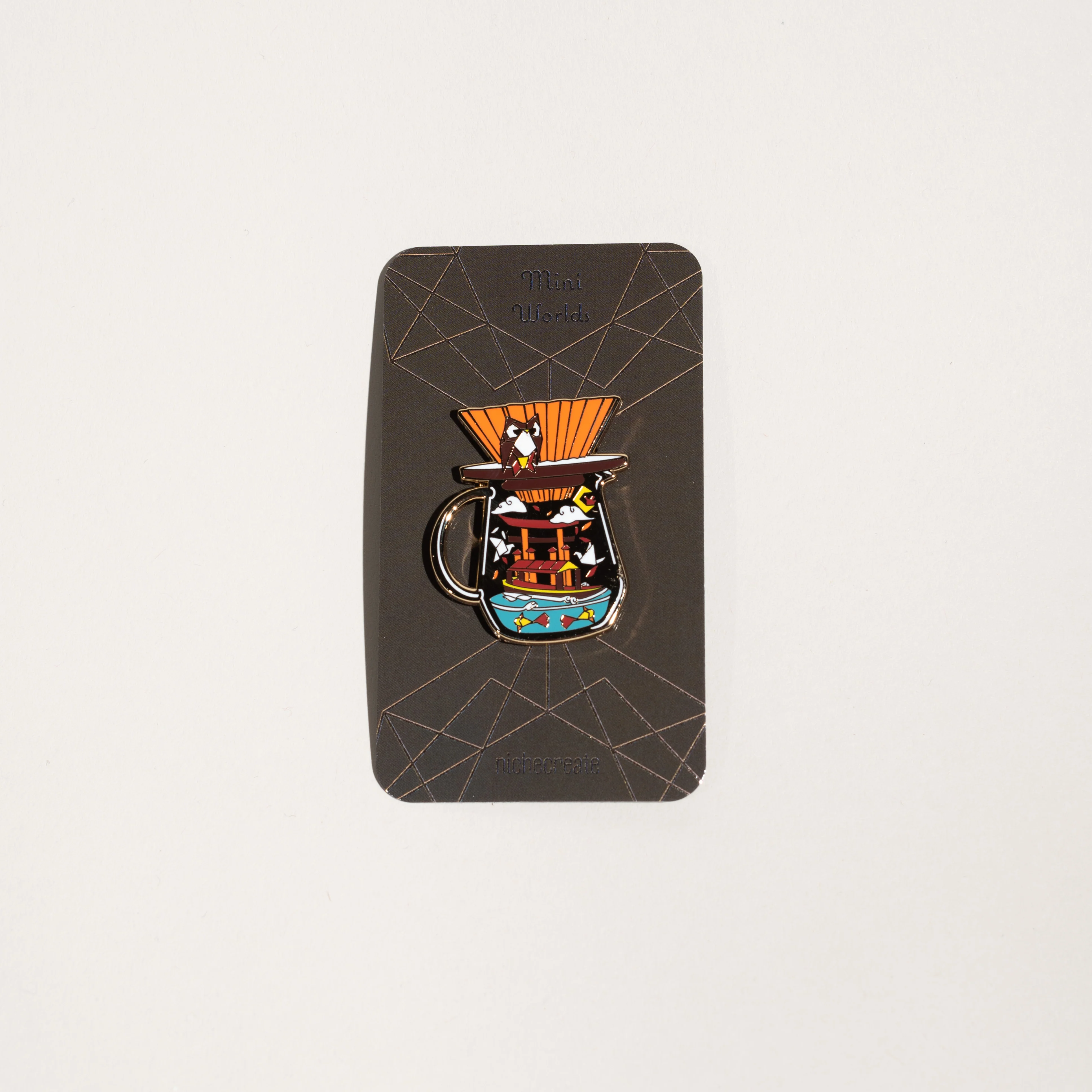 Niche Create - Pour Over Origami Gold Enamel Pins - Yellow Origami - Image 4