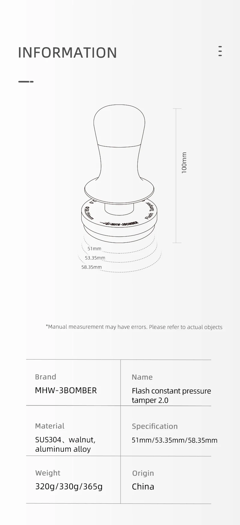 MHW-3BOMBER - FLASH Constant Pressure Tamper 58.35mm | V2.0 - Thread - Image 6