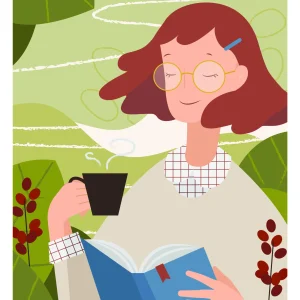 Rogue Wave Post Card - Book and Coffee