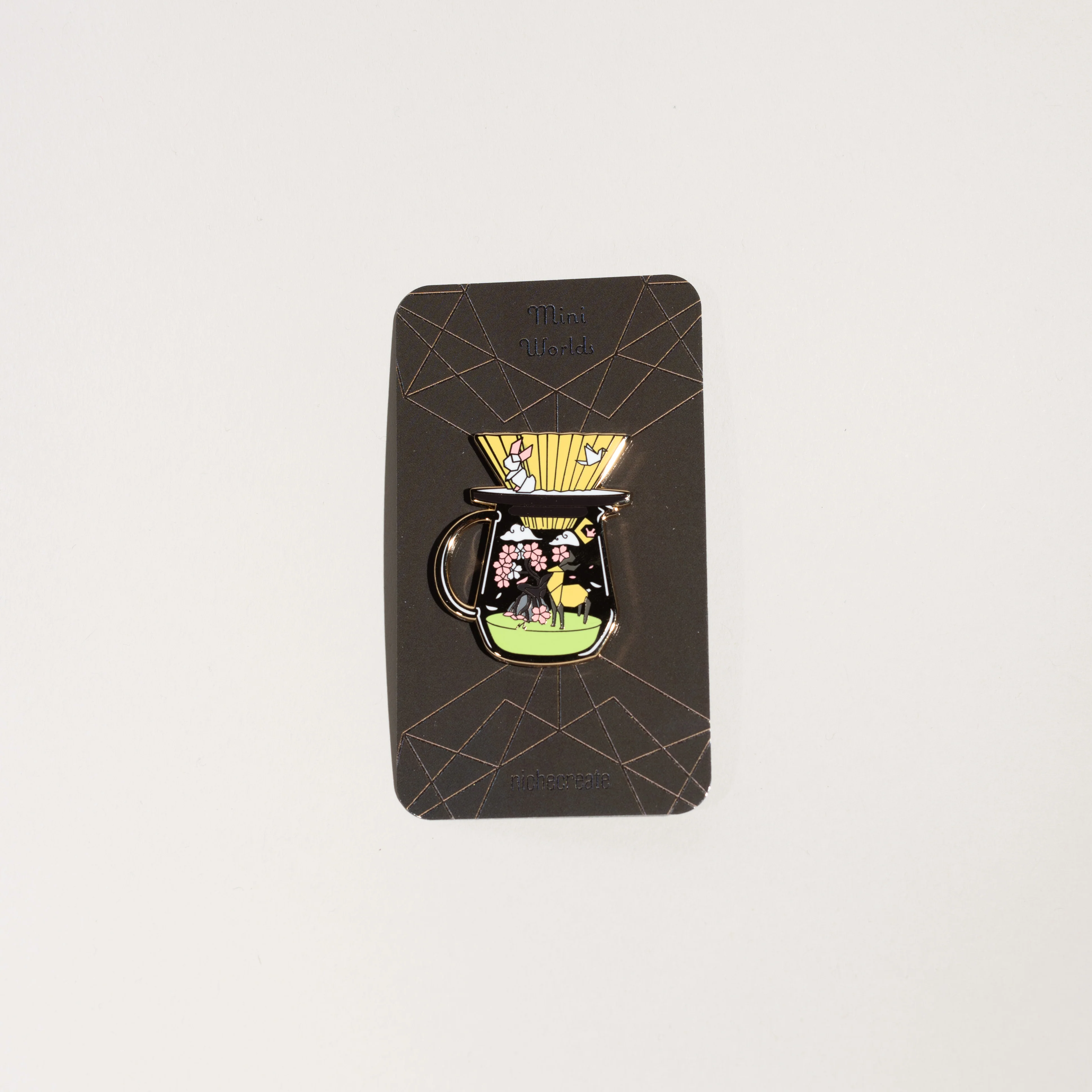 Niche Create - Pour Over Origami Gold Enamel Pins - Yellow Origami - Image 3