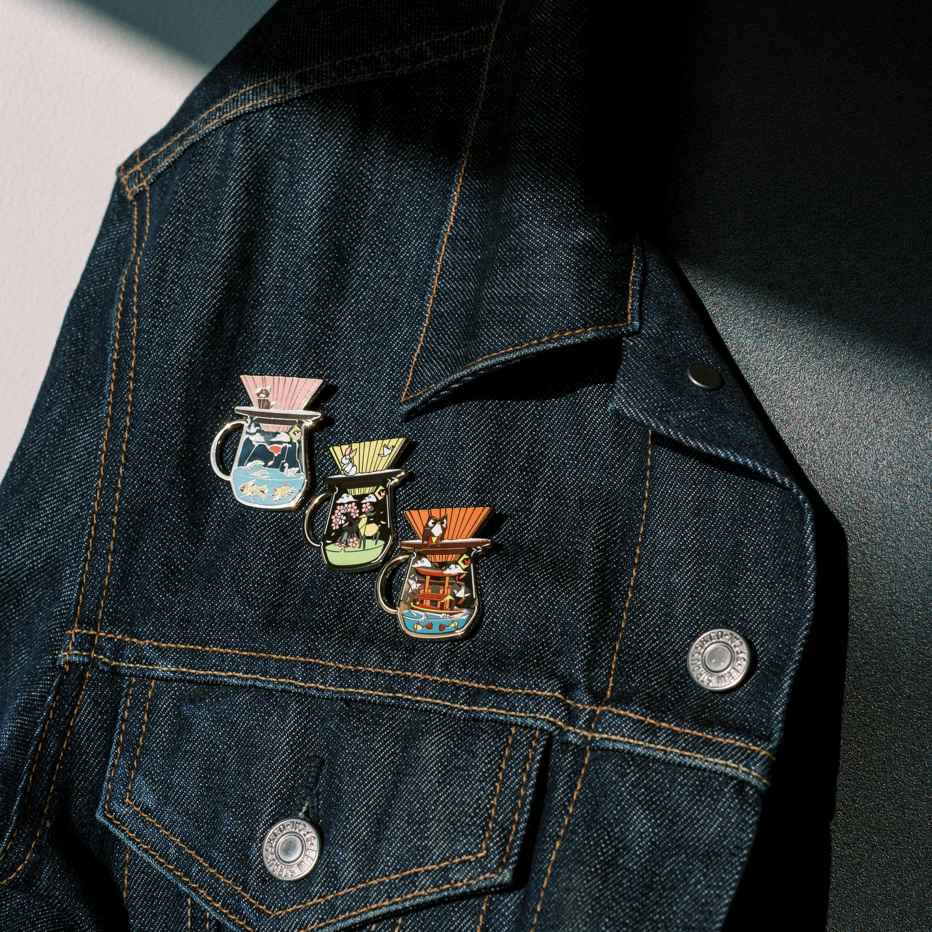 Niche Create - Pour Over Origami Gold Enamel Pins - Yellow Origami - Image 5